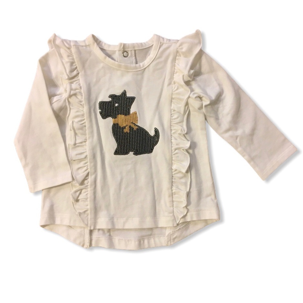 NWOT Scotty Terrier Ruffle Top With Sequin Dog